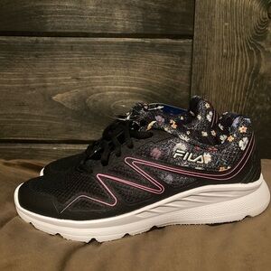 Fila brand,size 7.5, black and floral,memory foam, new with tags, comfy